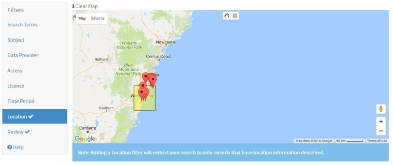 Screenshot of spatial search